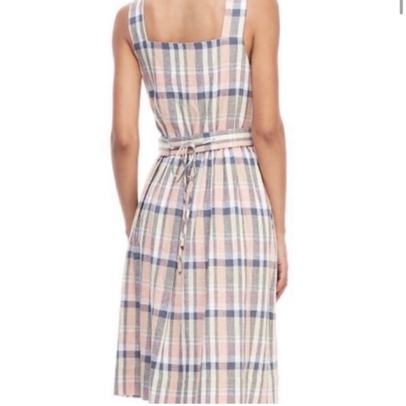 NWT Gal Meets Glam Peyton Checkered Button Front Linen Blend Dress - Picture 4 of 11